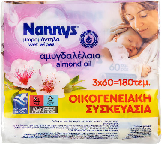 Nanny's Baby Wipes Alcohol-Free & Parabens Free 3x60pcs