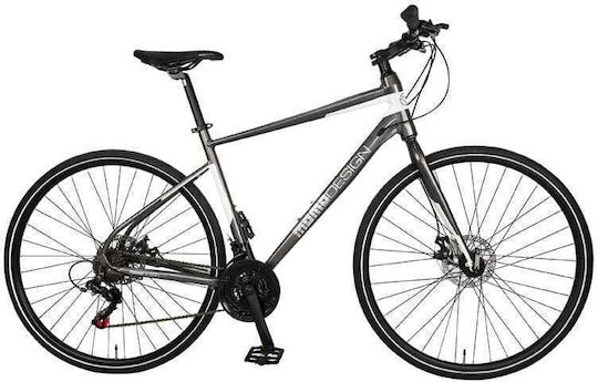 MomoDesign Bicicletă De Drum Gri 28" Cu Nivele De Viteză Și Frâne Mecanice Cu Disc