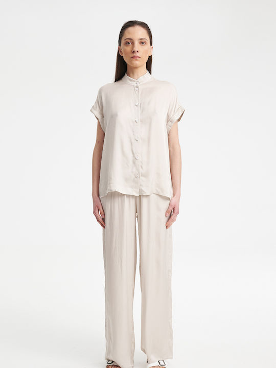 Collectiva Noir Women's Satin Pantaloons with Elastic Grey