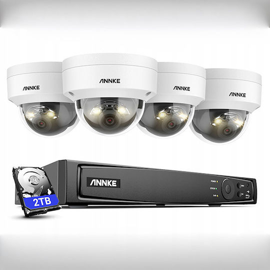 Annke 4 Camera IP Surveillance System 12MP with Recorder & 2TB Hard Drive