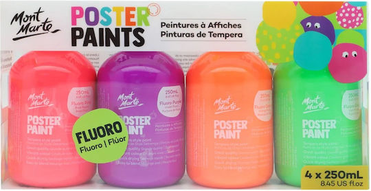 Mont Marte Tempera Colour Paints Multicolour 250ml 4 Pieces