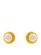 Bizoutaki Silver Gold Plated Stud Earrings with Stones and Pearls