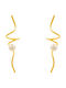 Bizoutaki Silver Gold Plated Stud Earrings with Stones and Pearls