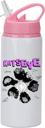 Бутилка Katseye 600ml Бяла Розова Капачка