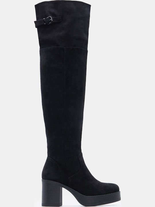 Wildleder Damenstiefel Über dem Knie Schwarze