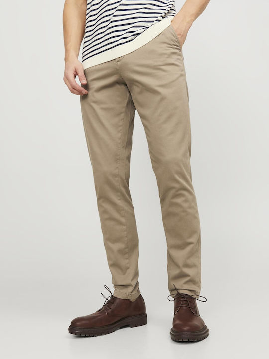 Men's Chino Trousers Elastic Slim Fit Beige