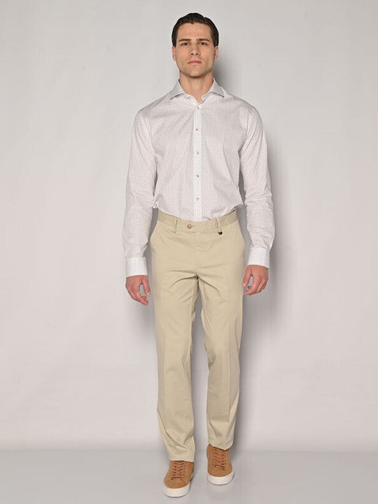 Sogo Men's Elastic Beige Trousers
