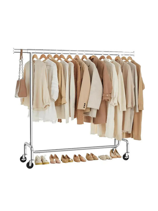 Songmics Teleskopischer Kleiderständer aus Metall Grau 163x45cm