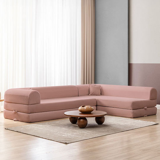 Legom Eco Corner Couch Bed Artificial Leather Pink
