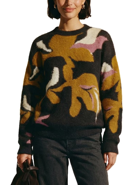 Women's Long Sleeve Sweater Yellow-Black-Pink