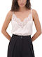 Γυναικείο Σατέν Lingerie Top με Δαντέλα Λευκο