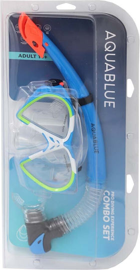 Aquablue Silicone Diving Mask with Snorkel Light Blue