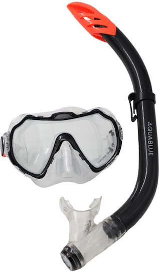 Aquablue Silicone Diving Mask with Snorkel Black