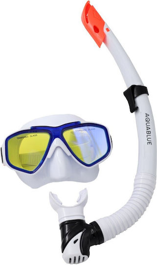 Aquablue Silicone Diving Mask with Snorkel Blue
