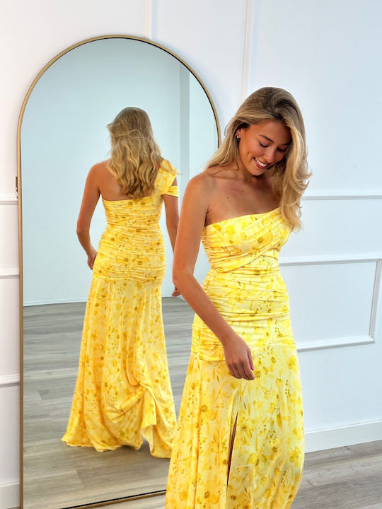 Sommer Maxi Damenkleid für Hochzeit - Taufe Gelbe