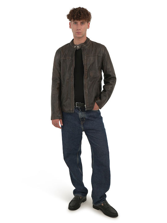 Кожено яке Washed Brown
