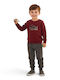 Kids Set with Pants 2 Pieces Bordeaux Grey