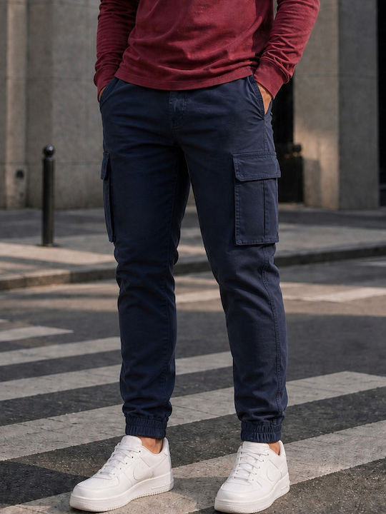 Forex Men's Cargo Trousers Regular Fit Blue