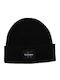 Patch Beanie Unisex Σκούφος με Rib Πλέξη σε Μαύρο χρώμα