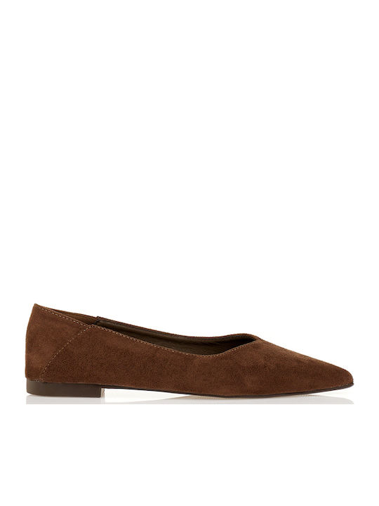 Tsoukalas Suede Women's Pointed Toe Brown Balle...