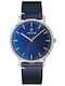 Pierre Lannier Men's Battery Watch with Blue Leather Strap
