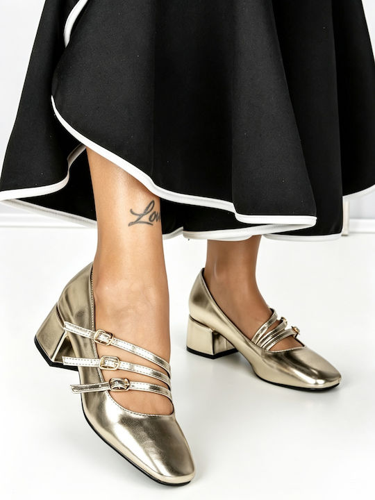 Pantofi cu toc cu Toc Joasă Aurii