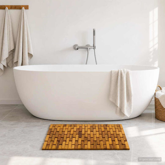 vidaXL Non-Slip Bath Mat Wooden 42024967 Natural 44x60cm 2pcs