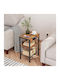 Wooden Bedside Table with Brown Metal Legs 38x28x55cm