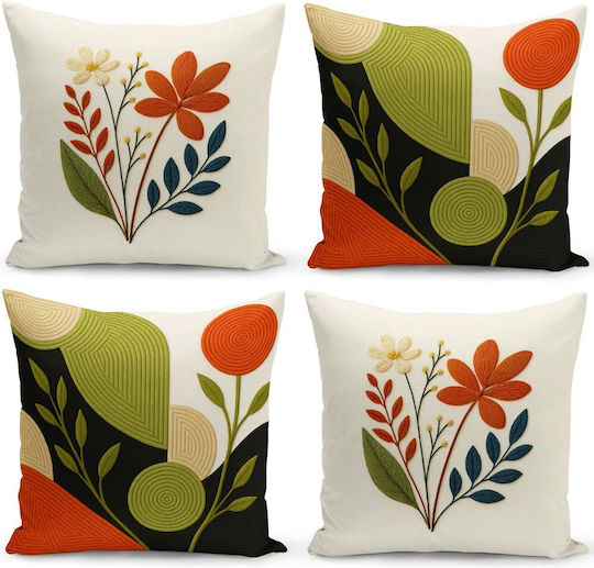 Aberto Design Dekorativer Kissenbezug Mehrfarbig 4 Stück 43x43cm