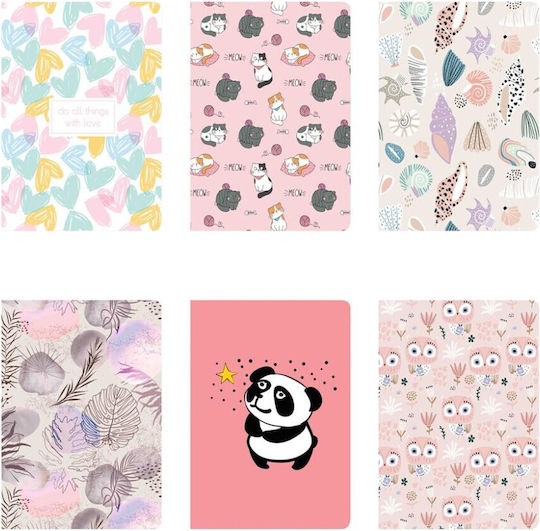 Tesoro Notebook A5 96 Sheets Ruled with Hard Cover and Rubber Band (Miscellaneous Designs)
