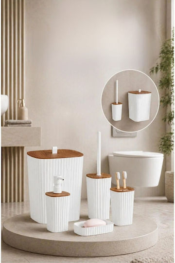 SteweHome Set de accesorii pentru baie din lemn 5 buc