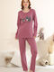 Boyraz Winter Damen Schlafanzug-Set mit Rosenmuster