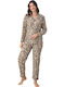 Boyraz Winter Damen Schlafanzug-Set Leoparden