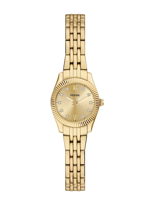 Fossil Scarlette Ceas Dama 20mm Baterie Cu Brățară Din Oțel Inoxidabil Auriu