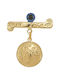 Tasoulis Jewellery Collection Children's Safety Pin Charm in 9K Gold with Constantine Coin