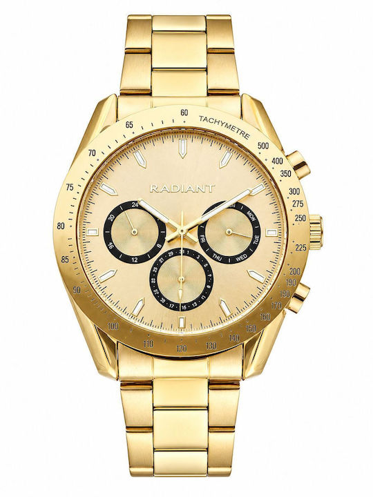 Radiant Herrenuhr 44mm Batterie mit Gold Rostfreiem Stahlarmband