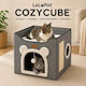Lelo Pet CozyCube Bear Face – Двуетажна Къщичка за Котки Сива 40x40x38cm