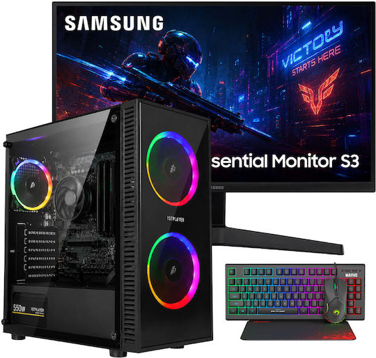Vengeance Mooncrest-V8 Desktop PC Athlon 3000G 8GB DDR4 240GB SSD Kein Betriebssystem und Samsung 24" LS24F330EAUXEN Monitor