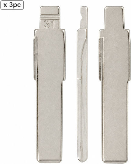 Set 3 Car Key Blades 31# Hu66 Vw Audi Seat Skoda
