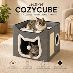 Lelo Pet CozyCube Cat Face – Двуетажна Къщичка За Котки Сива 40x40x37cm