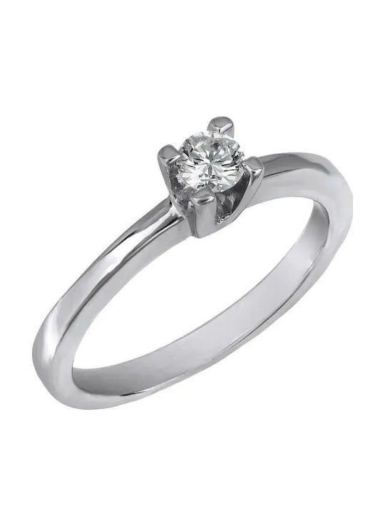 Einzelner Steine Ring aus Weißgold 18K mit Diamant