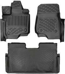 Πατάκια Σκαφάκια 3d Λάστιχο Tpe Ford F 150 2015-2023 Supercrew Crew Cab Carpet Floor Bucket Seating Fold-flat Non Storage Rizline 3 Τεμάχια Μαύρα