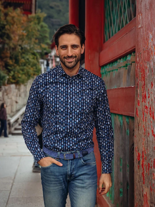 A Fish Named Fred Regular Fit Dark Blue Shirt