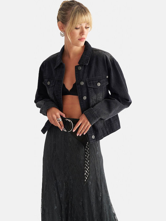 Damen Jean Jacken Schwarz