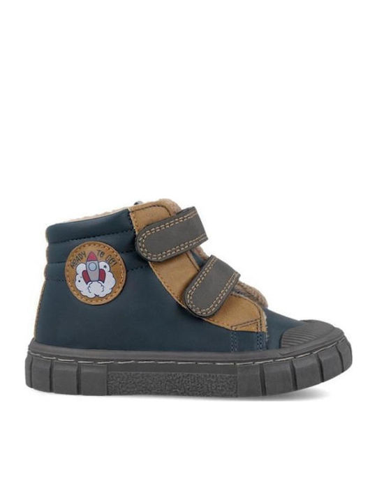 Anatomic Leather Kids Ankle Boots with Hook & Loop Closure Blue