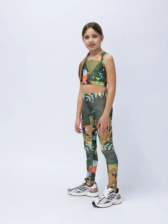 Kids Long Leggings Green Rooted