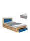 Playroom Pat pentru Copii Single cu Saltea și Spațiu de Stocare Bej 90x190cm