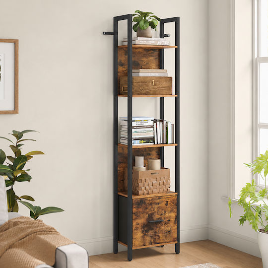 Βιβλιοθήκη Καφέ Ρουστίκ / Μαύρο 40x24x165εκ.