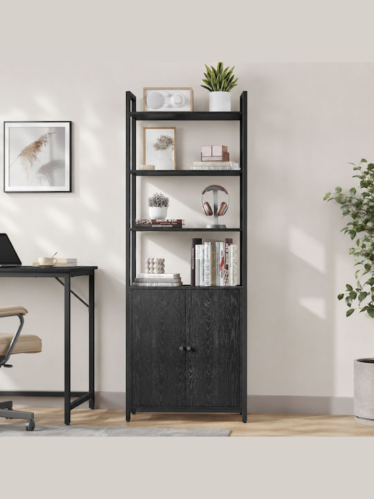 Βιβλιοθήκη Μαύρο 60x24x159.5εκ.