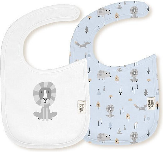 Interbaby Salopetă Impermeabilă din 100% Bumbac cu Autocolant Alb Albastru 2 Buc Interbaby Salopetă Impermeabilă din 100% Bumbac cu Autocolant Alb Albastru 2 Buc